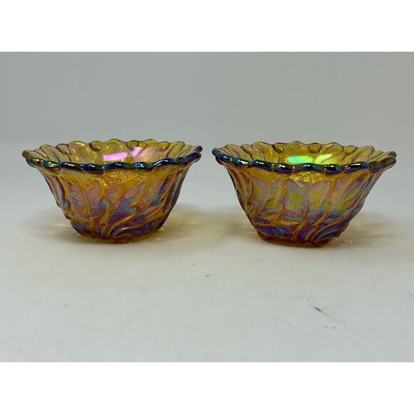 Lot 2 VTG Taper Candle Holders Carnival Indiana Glass Amber American Vintage - Picture 1 of 6